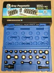 Grey Pneumatic 23pc 6pt Magnetic 1/4"dr SAE & Metric Impact Socket set #9723G