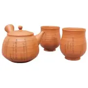 Teapot & Cups Set - Kyusu Yunomi Ceramic Tokoname - REIKO - Orange - 330 ml Waka