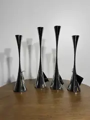(4) Robert Welch Crate & Barrel Stainless Steel Candlestick Holders