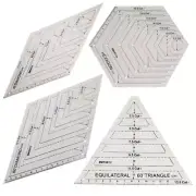 4 Pcs Quilting Patchwork Ruler Tool Set, Triangle Hexagon 45 Degrees 60 Degrees