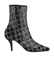 Gucci GG Crystals Embellished Pointed-Toe Ankle Boots 37.5,36,38.5,37,38,39,36.5 black