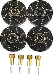 4pcs 16g Brass Wheel Weights with 7mm Wheel Hex Hub Extended Wheel Hubs Adapter for Axial SCX24 AXI90081 AXI00001 AXI00002 AXI00005 AXI00006 Upgrades 1/24 RC Crawler Car (Black)