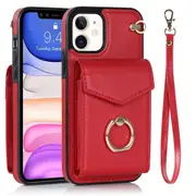 RFID Anti-Theft iPhone Wallet Case With Card Holder 360¡ã Finger Ring Holder-Red