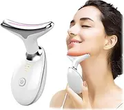 Micro-Glow Portable Handset,Neck Face Firming Wrinkle Removal Tool Handset,Double Chin Reducer Vibration Massager,3 Color Modes (White)