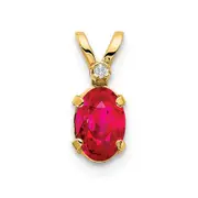 14k Diamond and Ruby Birthstone Pendant