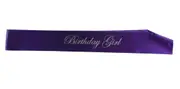 Birthday Girl Sash - Party - Purple/Silver Edwardian Font