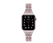 Fashion Stainless Steel Metal Five Beads Two Rows of Shiny Strap for Apple Watch5 4 3 2 1-Pink