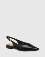 Mera Black Shiny Leather Slingback