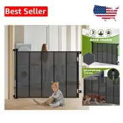 Reinforced Retractable Safety Gate - 47" Tall, Mesh Design for Pets and Babies