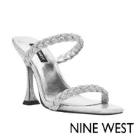 在飛比找PChome24h購物優惠-NINE WEST ZIPPY5水鑽方頭高跟涼鞋-銀色