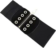 [GAROZATION] Elastic Cinch Belt for Women Fashion Waistband Tightener Pu Wide Waist Belt Clothing Accessory Black