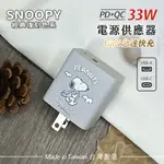 【正版授權】SNOOPY史努比 鳳梨酥系列 33W GAN氮化鎵 PD+QC 急速充電器-散步(霜灰)