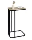 C Shaped End Table, 27 Inches High Small Side Table for Sofa 1 Greige + Black