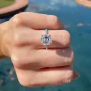 2.50 CT Asscher Cut Moissanite Solitaire Anniversary Ring 14K White Gold Plated