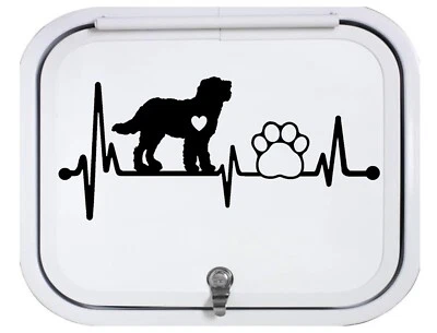 Doodle Labradoodle Heartbeat Lifeline Dog Paw Black Vinyl Decal Sticker BG 154