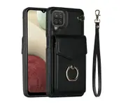 for Samsung Galaxy A22 5G Leather Wallet Case with Ring Kickstand-Black