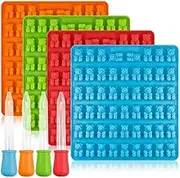 Gummy-Bear Silicone Fondant Molds with Dropper - MissZM, Candy Jelly Decoration Baking Tools, Ice Trays for Jelly Chocolate Soap Cake Wax, Available in Oven Fridge Microwave Freezer (4 Colors-53)