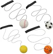 HAWILLOSCH 4-Pack Wrist Rebound Toys with Adjustable Straps Activity for Kids Soccer Baseball Basketball Hand-Eye Coordination Game