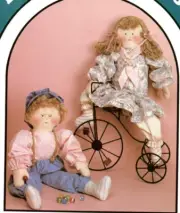 Pink Lemonade Boy & Girl Doll Soft Sculpture Pattern Folk Whimsical Country