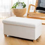 Dicor White Boucle Large Storage Ottoman - Footstool