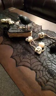 SALE! NWT DII 72 x 18" Black Lace Spiders SPIDER WEB Halloween TABLE RUNNER