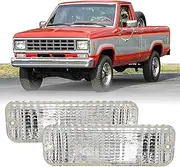 USR 83-88 T6 Turn Signal Light – Bumper Lamps (Left + Right) Set - Compatible with 1983-1988 Ford Ranger PickUp Truck / 84-88 BRONCO II 2 SMALL SUV All Models (CLEAR LENS BUMPER TURN SIGNALS LIGHTS)