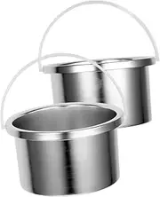 OATIPHO 2pcs Aluminum Wax Warmer Inner Pot Durable Metal Melting Bowl for Hair Removal Candle Making Efficient Design for Consistent Heating Easy Maintenance