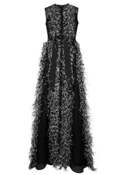 Huishan Zhang Beau Embellished Silk-organza Gown - Black And White - 10 10