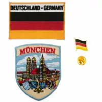 在飛比找樂天市場購物網優惠-外套背包DIY刺繡補丁 三件組慕尼黑地標獨特刺繡＋德國國旗旗