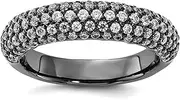[JewelryWeb] 925 Sterling Silver Polished Prong set Ruthenium plating Black Plated With CZ Simulated Diamond Ring 5.25mm Wide Band Style-Ring for Women