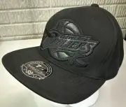 Mitchell & Ness NBA Cleveland Cavaliers Fitted Hat Black Leather Logo Size 7 1/2