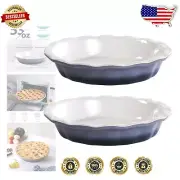 Durable 9-Inch Ceramic Pie Pan Set - Ideal for Baking Pies and Cakes, Set of 2