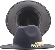 [FUDERU] Men's Dress Hat with Belt Buckle Vintage Wide Brim Fedora Hats for Women and Men Classic Panama Hat