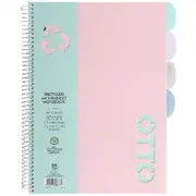 Otto A4 Recycled 5 Subject Book 250 Page Pink