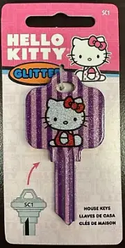 HELLO KITTY Sanrio Glitter House Key Blank SC1 Keyway - Collectable