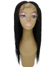 LUXLUXE Nikkita Straight 25" Long 4X4 Hand-Tied Lace Braided Wig,BLT-0123,Black