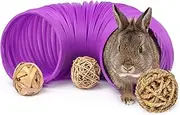 Niteangel Fun Tunnel with 3 Pack Play Balls for Guinea Pigs, Chinchillas, Rats and Dwarf Rabbits (Purple)