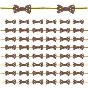 100-Pack Mini Craft Ribbon Bow Twist Ties,1.2x0.6 Inch for Craft[Chocolate]