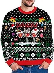 [TOZLU] Christmas Crewneck Sweatshirt, Winter Reindeer Pullover for Men and Women, Non-Fading Christmas Printed Clothing with Classic Holiday