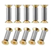 10 Packs Knife Handle Screws Rivets Bolts Fasteners, Gold Hex Flat Screws, Knives Maker Screws as shown