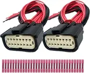LIZAPUS 2PCS 16 Pin Headlights Connector Compatible with Dodge Challenger 2015-2023 68378878AB Harness Wire Pigtail