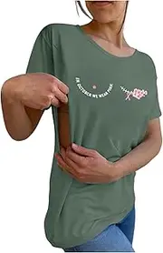 [BJUTIR] Women's Maternity Shirt Comfort Breastfeeding Nursing Friendly Zip T-Shirt Mamas Boobery Always On Tap Tops