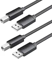 FORE 2-Pack 0.5m MIDI Cable Type-B for Musical Instrument Compatible with MIDI Keyboard, Electronic Piano/Drum, Synthesizer, Audio Interface USB 2.0 Black Type-B to A 2-Pack