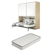 Veda Single Foldout Murphy Bed with Cybele Mattress Package - White