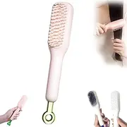 Kuula Hair Brush, Self-Cleaning Anti-Static Detangling Massage Comb, Magic Retractable Smoothing Comb Women (Pink)
