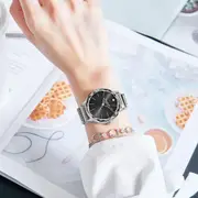 Krystal Couture Geometric Mineral Glass Feat SWAROVSKI® Crystal Watch White Gold Black