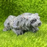 1pc Natural Yooperlite tiger hand carved Quartz Crystal stone skull Reiki Healin