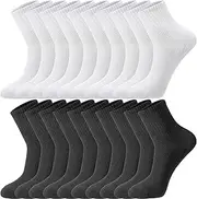 [Zuimei] 10 Pairs Womens Crew Socks, White Black Sports Socks Cushioned Trainer Socks Womens 4-7 Cotton Athletic Socks Breathable Running Socks for Workout Training Hiking Walking, Black, White, One