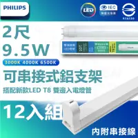 在飛比找momo購物網優惠-【Philips 飛利浦】12入組 T8 LED燈管 2尺 