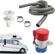 Bilge Pump Plumbing Kit | 12V Boat Bilge Water Pump with 78.7 Inch Hose - Thru-Hull Fitting and 2 Stainless Steel Clamps, Bilge Pump for Speedboats, Yachts